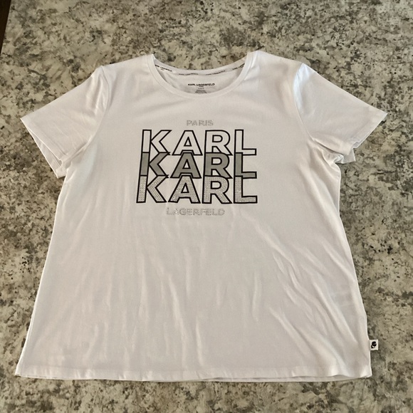 Karl Lagerfeld Women’s Graphic White Tee - Picture 1 of 8